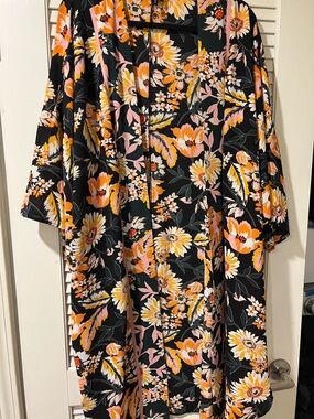Plus size black floral kimono duster size 3X